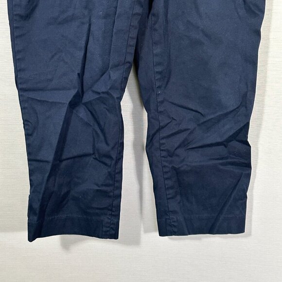 Talbots Signature Pants Womens 4 Chino Navy Blue Cotton Stretch Flat Front Crop - Picture 3 of 11